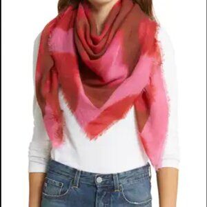 Nordstrom NWT Pink Brown Pink Rose Artistic Spots Scarf Tissue Weight